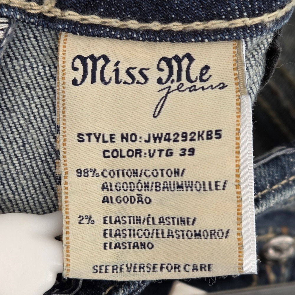 Miss Me Bootcut Jeans 26 Blue Cow Print Pockets Cowgirl Western Y2K - Picture 10 of 10